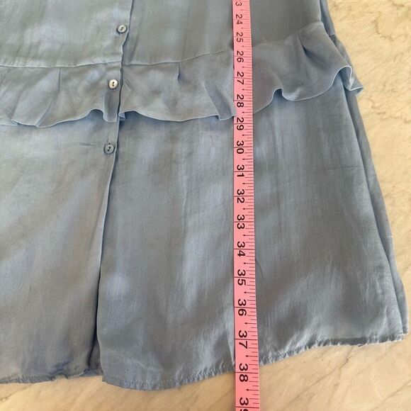 Dorothee Schumacher 100% silk satin V-neck button-down front tiered ruffles sz S - Picture 10 of 10